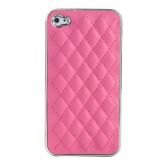 Grid Pattern PU Leather - Rosa